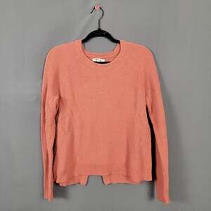 Madewell Textured Knit Cotton Blend Crewneck Pullover Sweater Dusty Pink